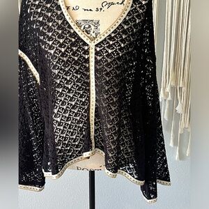 POL Lightweight Crochet Beach Hoodie OS Slouchy Loose Knit